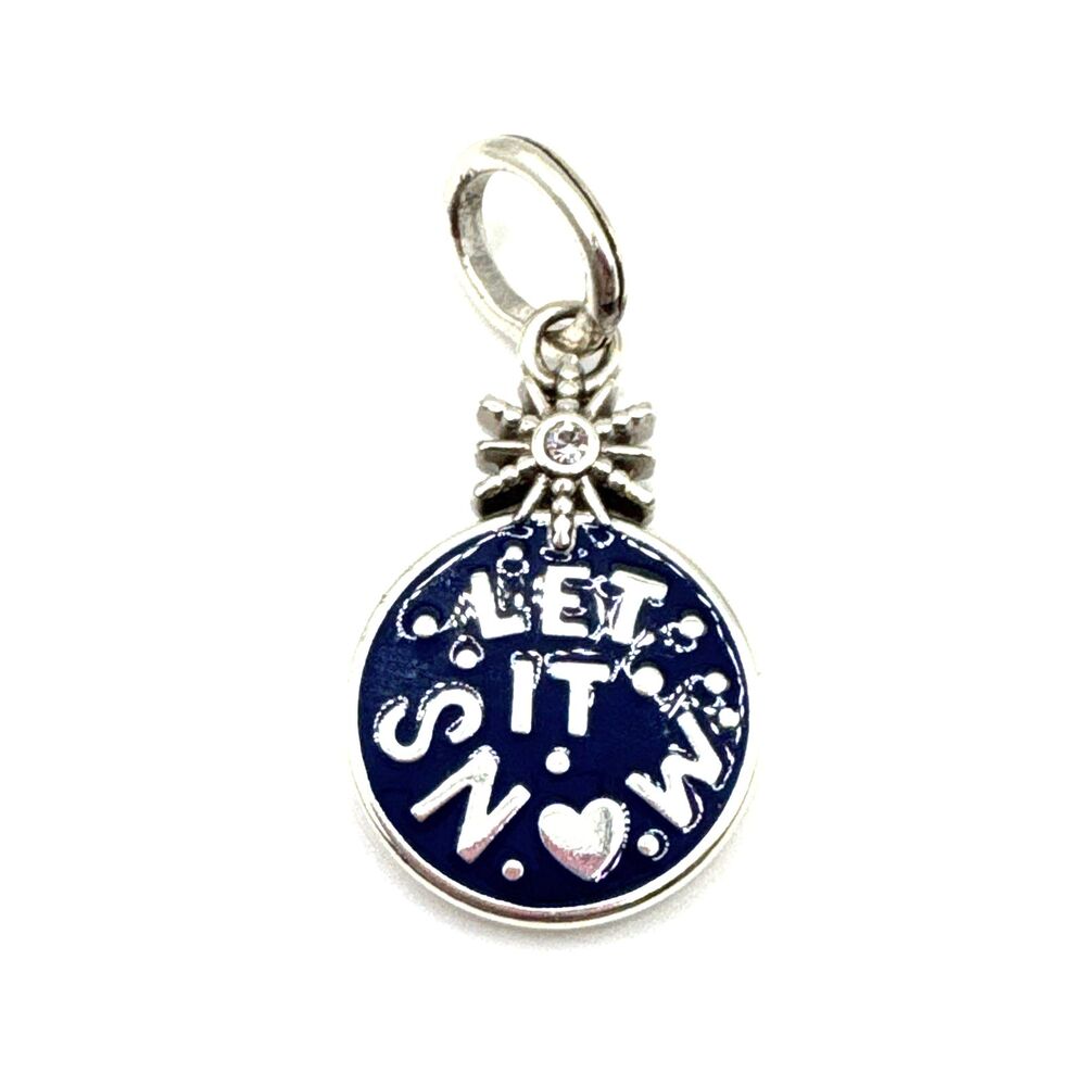 Brighton Snow Flurry Let It Snow Blue Christmas Round Pendant Charm NWOT Msrp$30